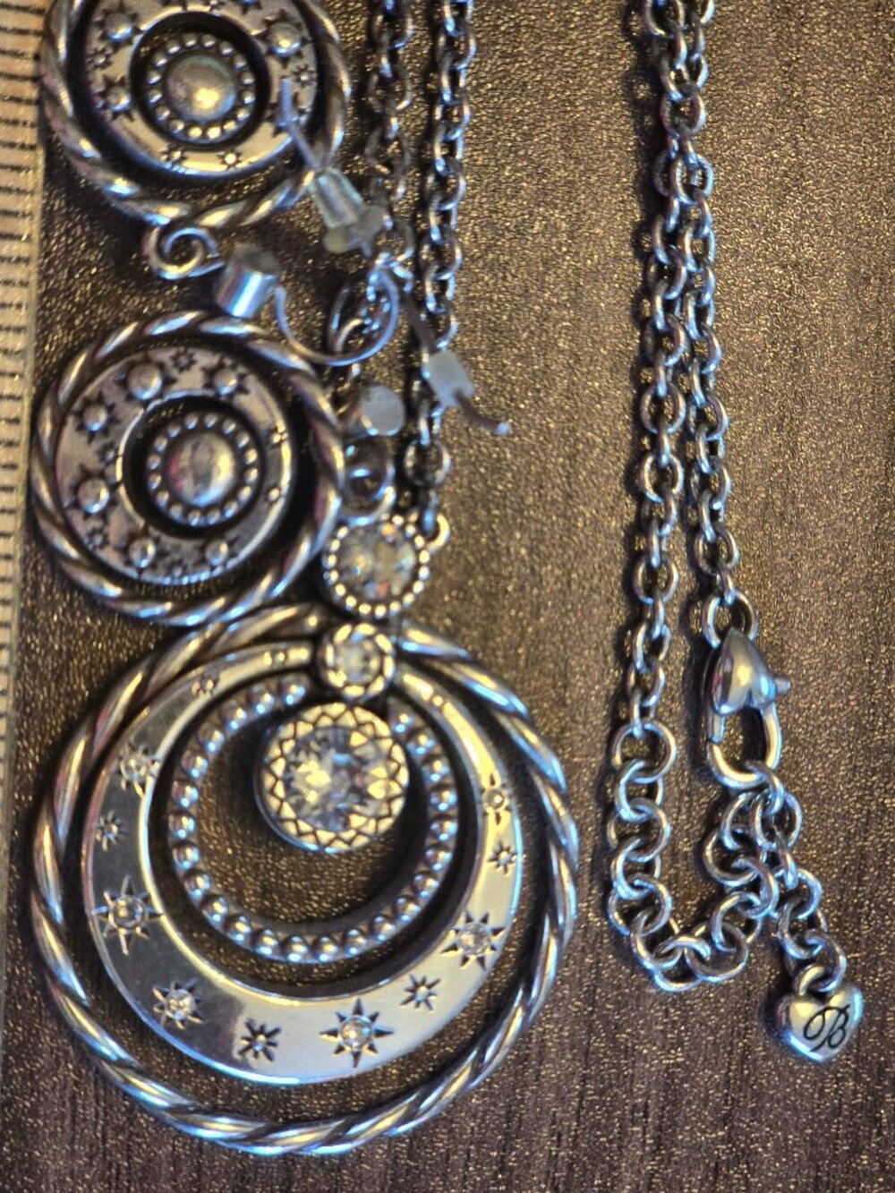 Brighton Silver Moon and Stars Necklace and Earring Set